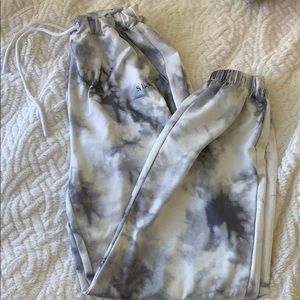 Grey and white tie dye joggers